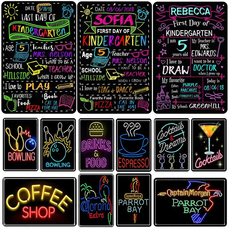 Полос неонового декоративный металлический стержень доска Металл Винтаж