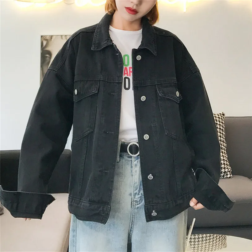 Женские джинсовые куртки черная популярная Повседневная Женская куртка пальто