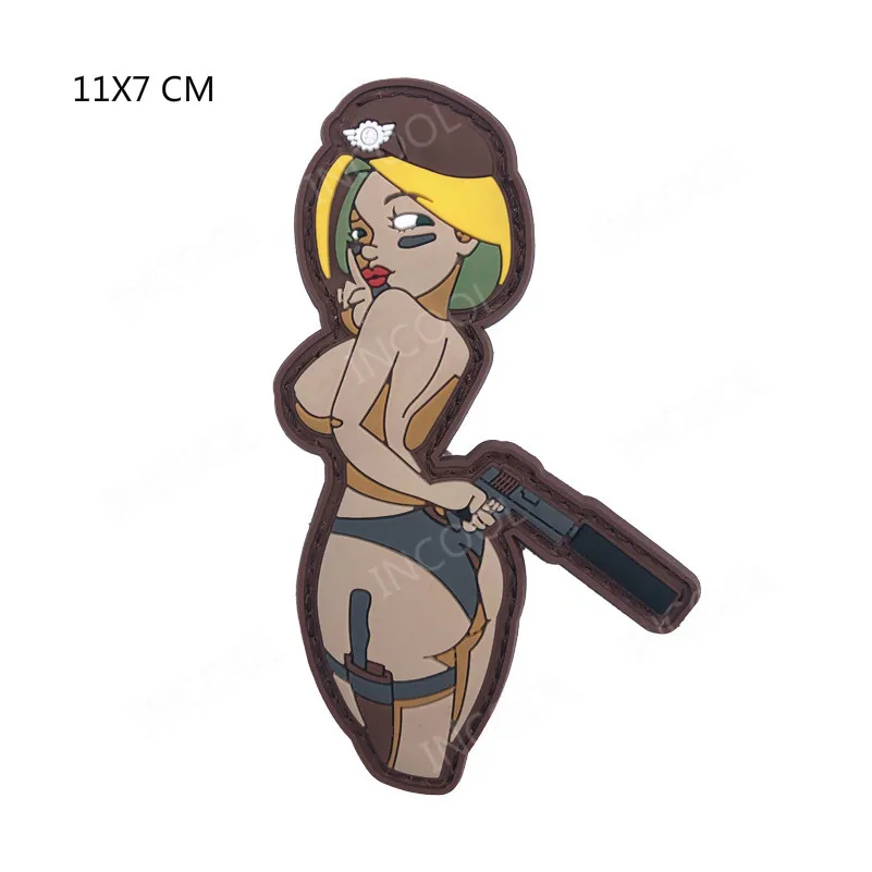 2 PVC Only Hook Летать бомба Резиновый патч милая фигурка девушка из полихлорвинила нашивка Тактическая Военная нашивки для поднятия боевого духа боевой аппликация эмблем медицинский крест значки крючок на спине - Цвет: 2 PVC Only Hook