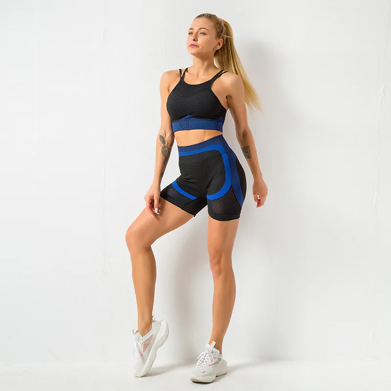 

Workout Set Shorts+Top 2 Pcs/Set Women Sexy Yoga Sets Fitness Sports Suits Gym Clothes Breathable Bra Running Leggings
