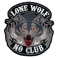 lone wolf no club large embroidered backing punk biker patches clothes stickers apparel accessories badge