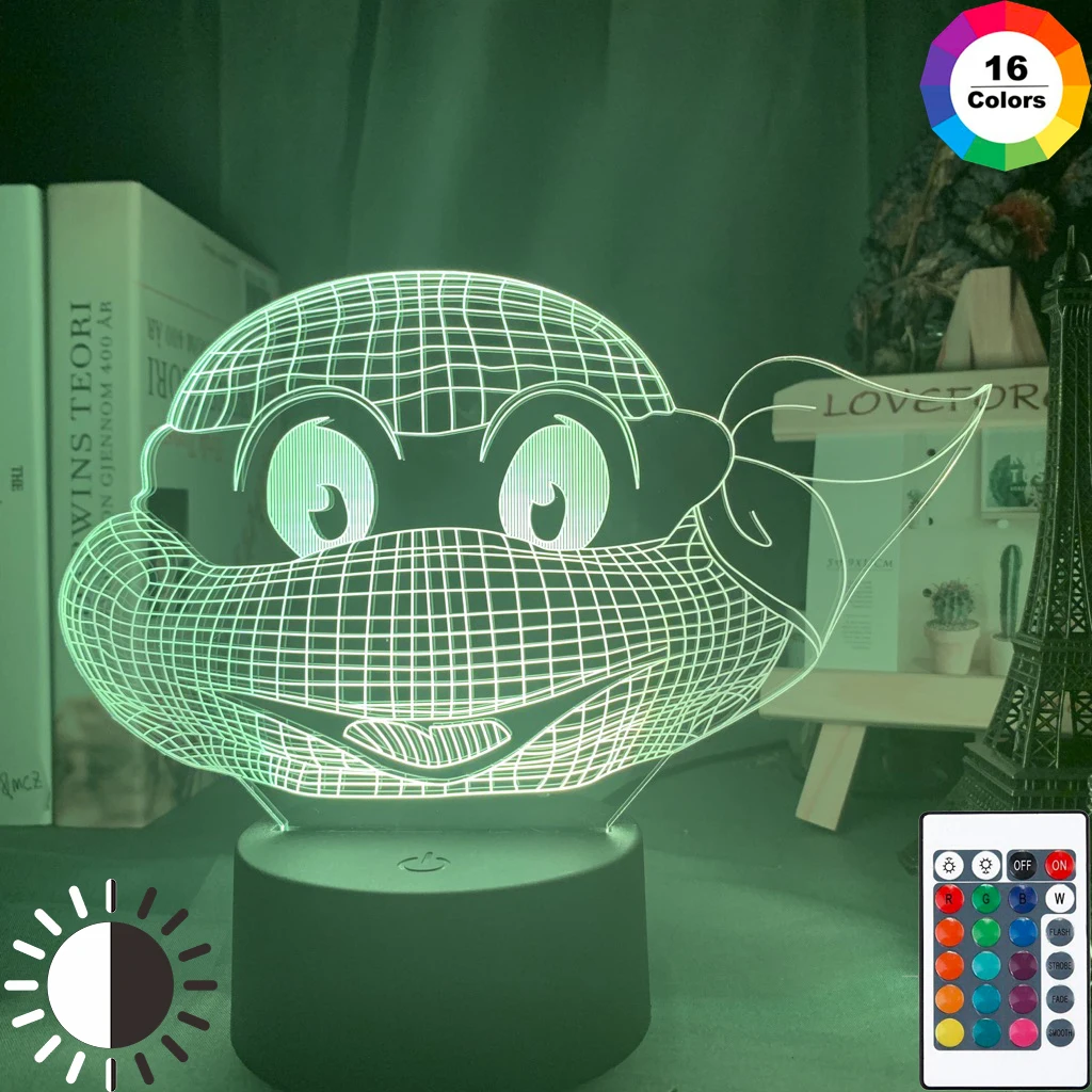 Комиксы, Черепашки-ниндзя, детский Ночной светильник, голограмма, 3d иллюзия, Ночной светильник, классная детская лампа для спальни, TMNT