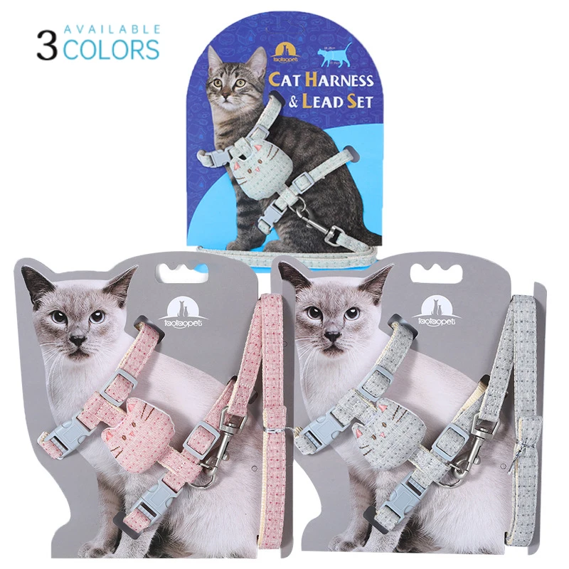 

Pet Vest Traction Rope Cartoon Cat Head Chest Strap Small Medium Sized Dogs Kitten Accessories Arnes Gato