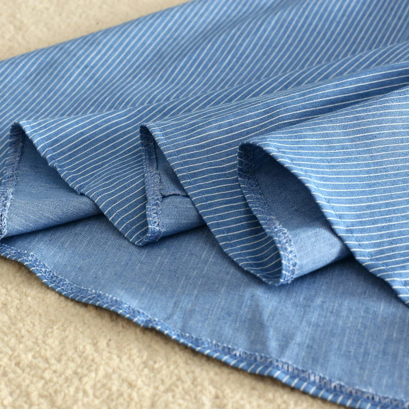 Женская джинсовая юбка в полоску TIGENA повседневная трапециевидная с завышенной