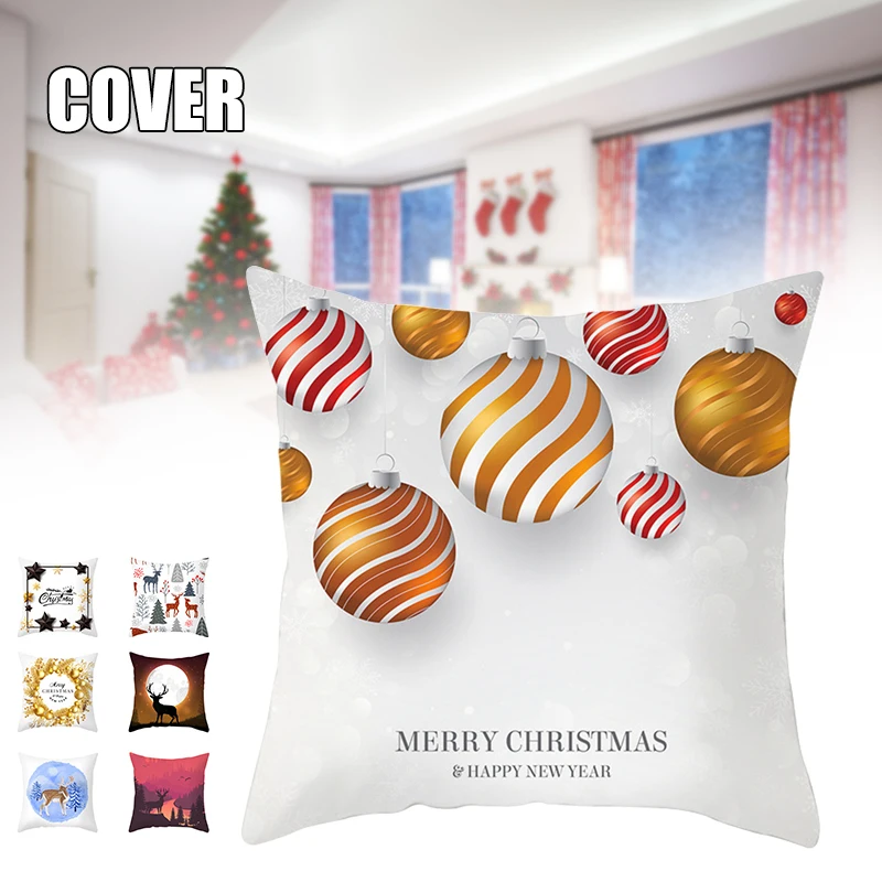 

2021 45CM Zippered Christmas Pillowcase Washable Cushion Cover Practical Household Supplies for Home Bedroom Living Room