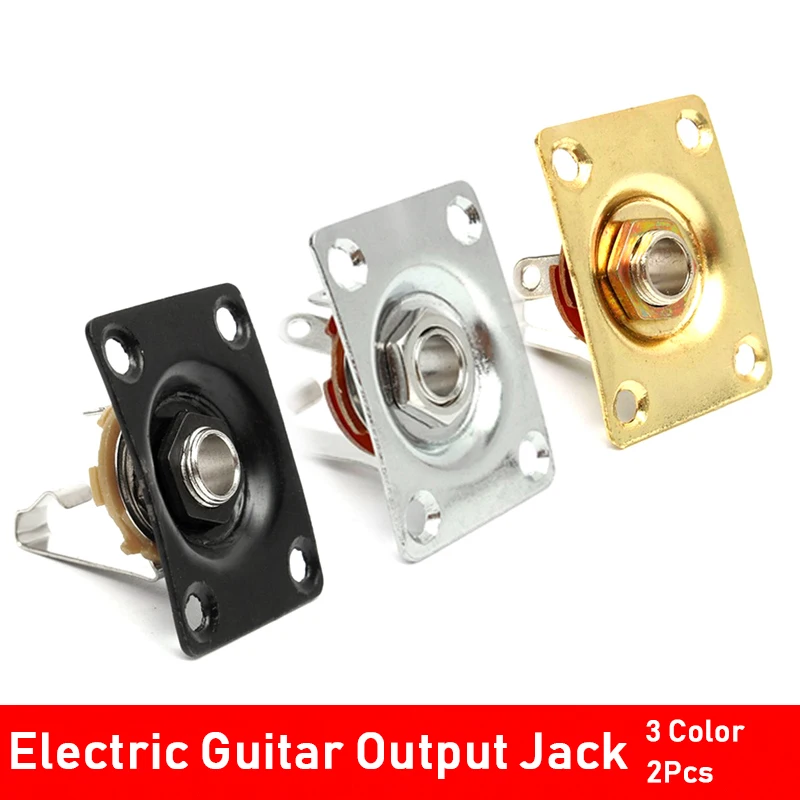 2 stücke platz stil elektrische gitarre bass 14 ausgang eingang jack 635mm verbindung löcher schwarz gold chrom platte gitarre zubehö