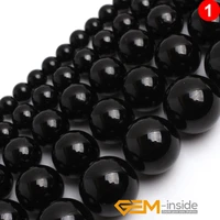 natural stone black tourmaline round loose beads for jewelry making strand 15 diy bracelet necklace jewelry making beads