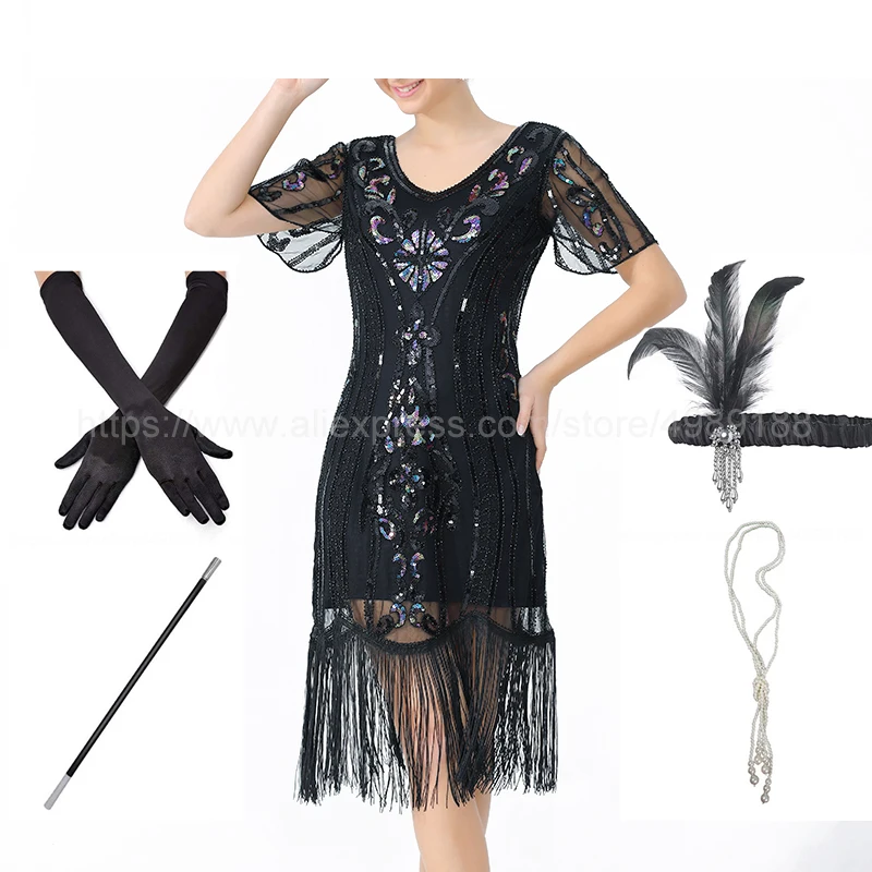 

Гэтсби свадебные туфли в стиле ретро; В винтажном стиле размера плюс 4XL женские 1920s V образным вырезом, пайетками и бисером для бахромой тема ...