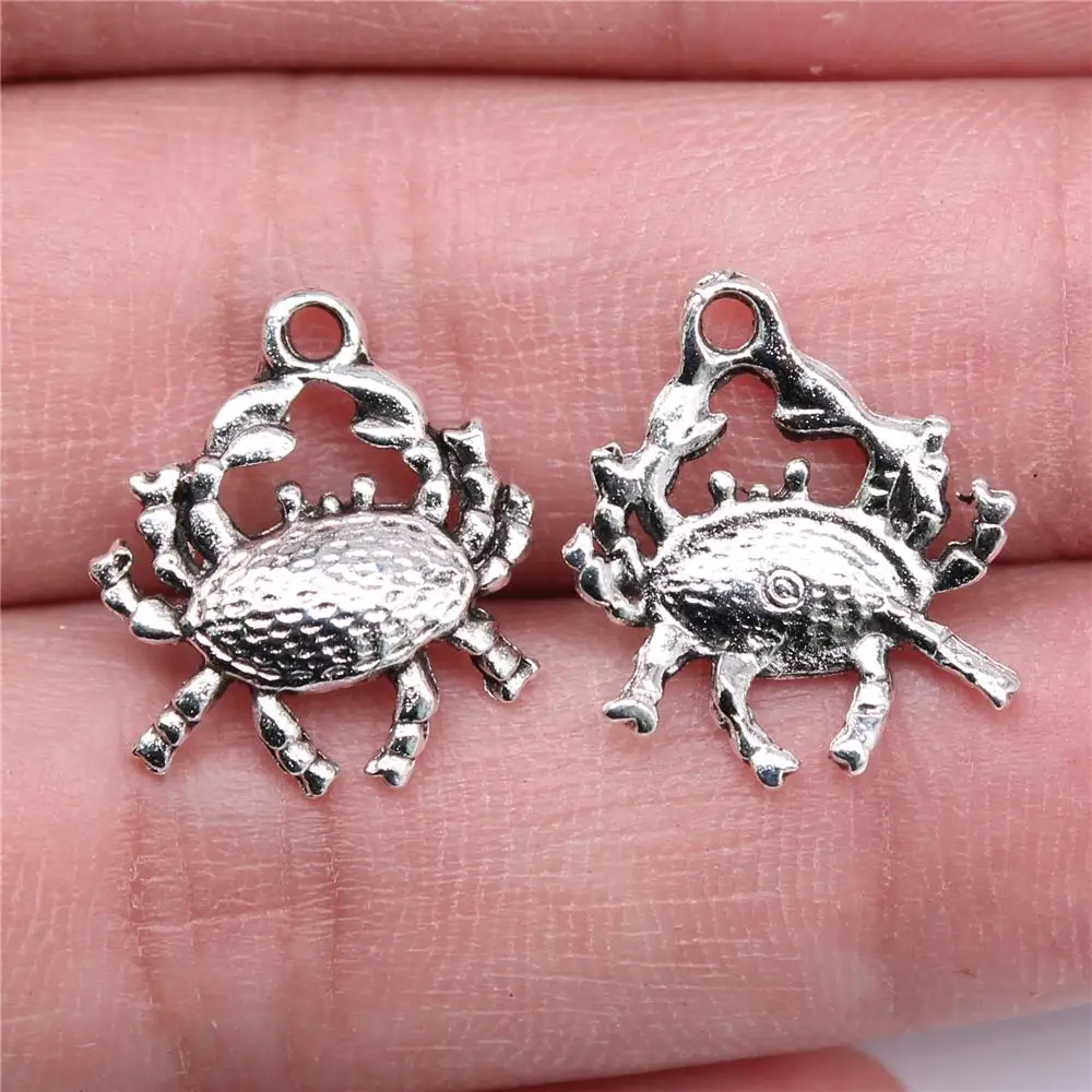 

Подвески 20 шт., 18x16 мм, подвески в виде крабов, фурнитура для ювелирных изделий, подвески из сплава с античным посеребренным покрытием