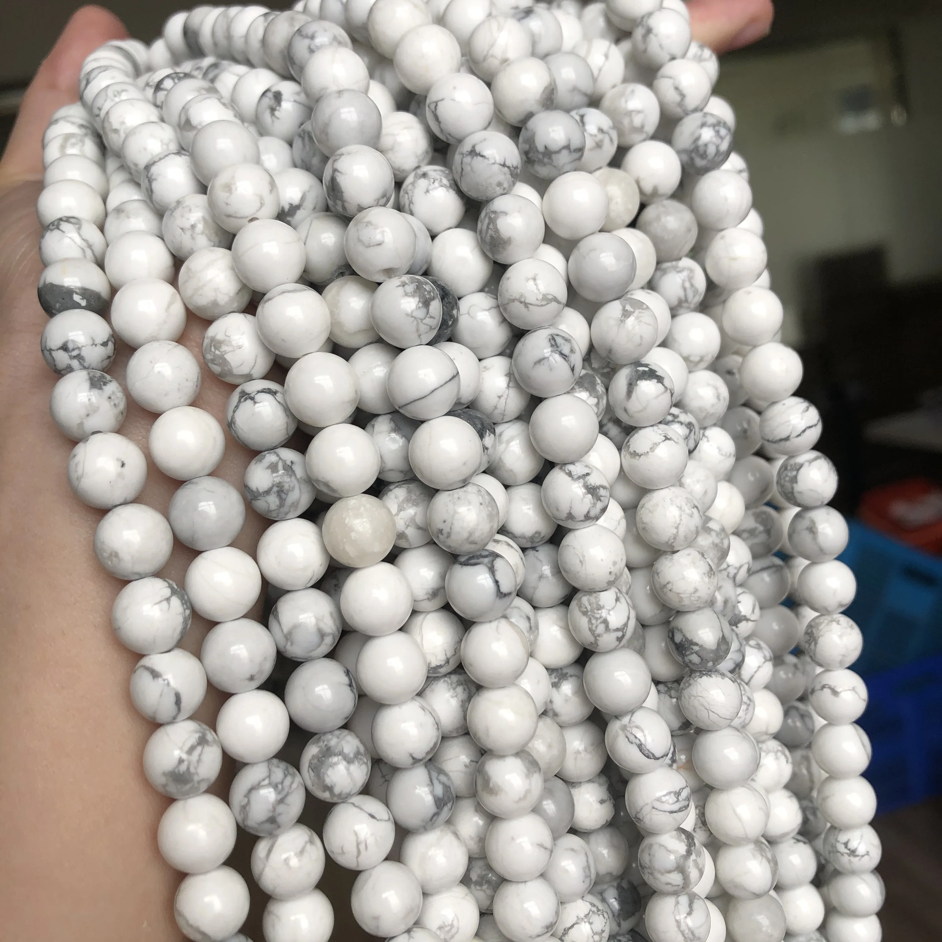 Natural Stone White Howlite Turquoises Round Loose Beads 15" Strand  4 6 8 10 12 MM Pick Size For Jewelry Making Diy Accessories images - 6