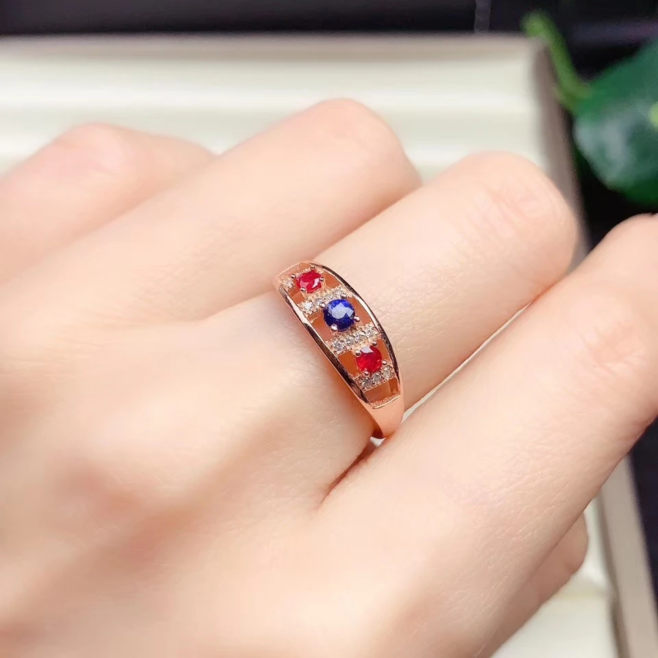 

charming natural sapphire ring for women jewelry with ruby gem real 925 silver oval natural gem girl birthday gift birthstone