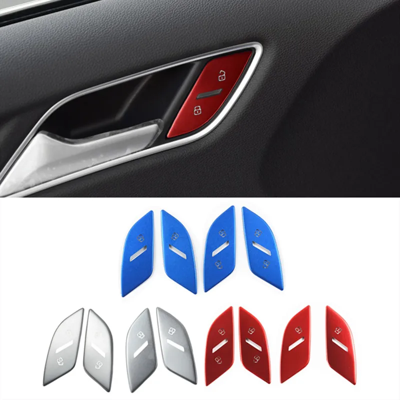 Car Styling Door Unlock Switch Buttons Sequins For Audi A3 2017-2021 Interior Lock Button Decoration Cover Trim