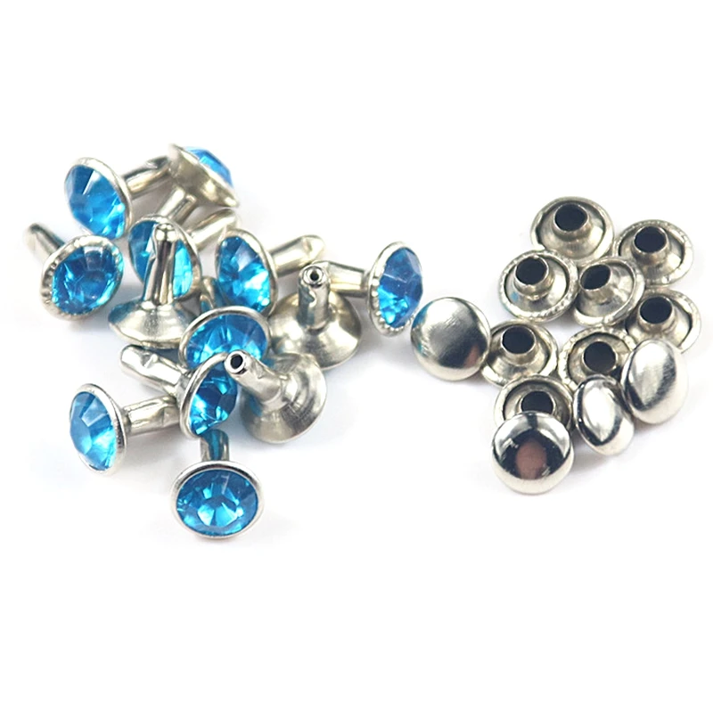 

400 Sets 7MM Mixed Colors Crystal Rivets Rhinestone Rivets Studs Rapid Rivets for Leather Craft DIY Making