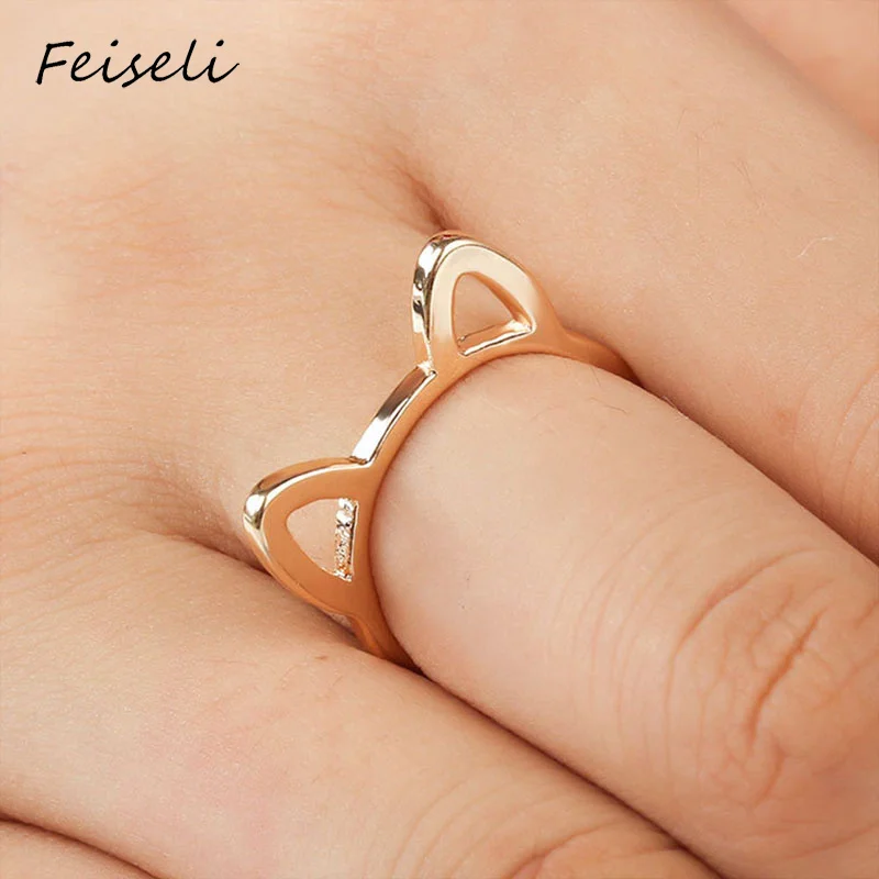 Feiseli новинка полое кольцо с милыми кошачьими ушками для женщин и девочек горячая