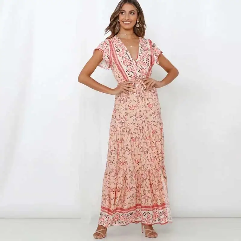 Платье женское длинное из вискозы пикантный Повседневный длинный сарафан в