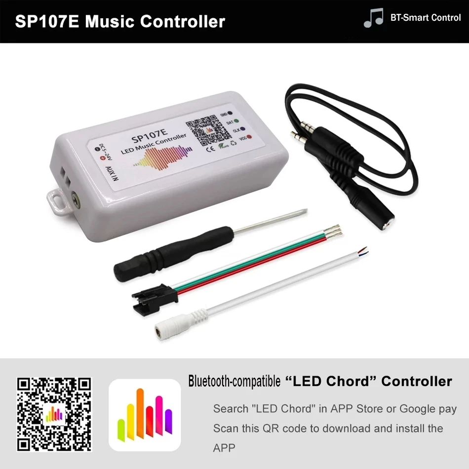 

IC SPI Music Bluetooth-compatible Controller For WS2812 SK6812 RGBW APA102 WS2811 Strip DC5-24V FULL-WIFI RGB SP107E Pixel