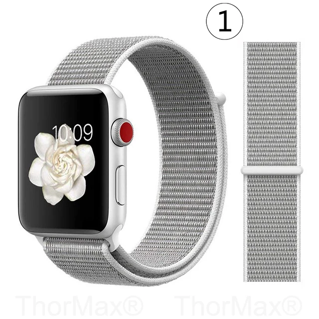 Ремешок для часов Apple Watch 4 серии 5 4 3 мягкий легкий дышащий нейлоновый спортивный ремешок 38 мм 42 мм 40 мм 44 мм Ремешки для наручных часов - Цвет ремешка: 1-Seashell