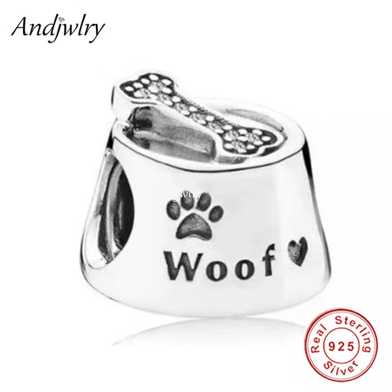 

925 Sterling Silver Paw Woof Bone Charm Fit Original Pandora Charms Bracelet Beads for DIY Making 925 Berloque