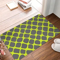 cobblestone in gray on lime green polyester texture doormat rug carpet bathmat non slip dustentrance kitchen bedroom balcony