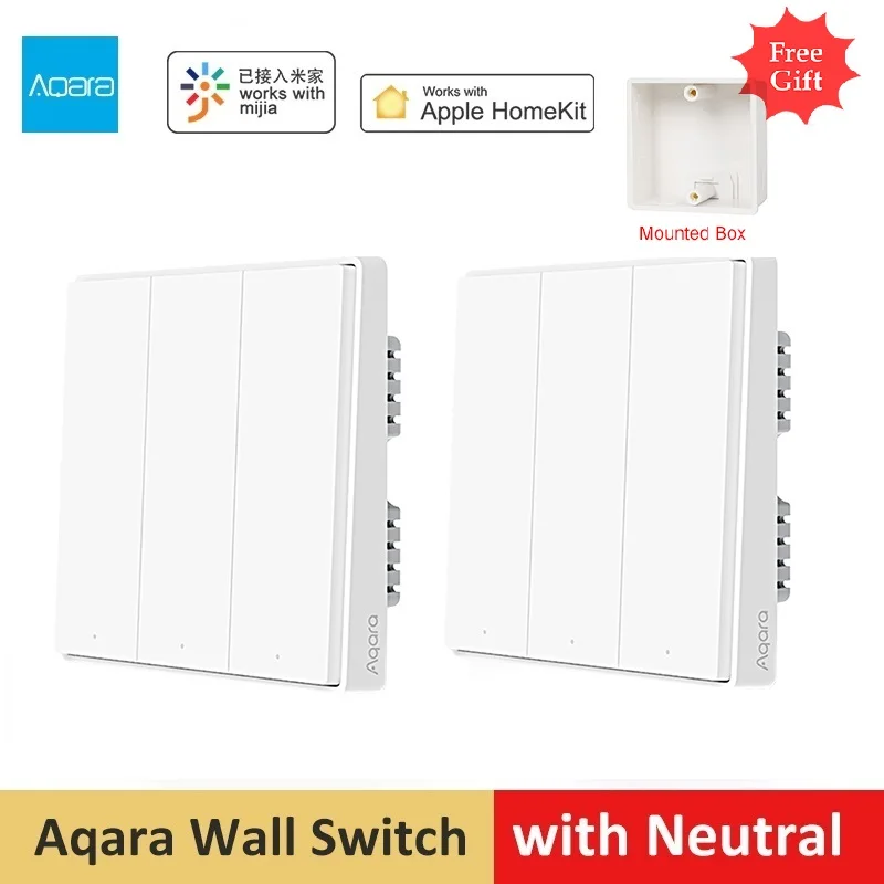 Настенный выключатель Aqara ZiGBee настенный с нулевой линией управление