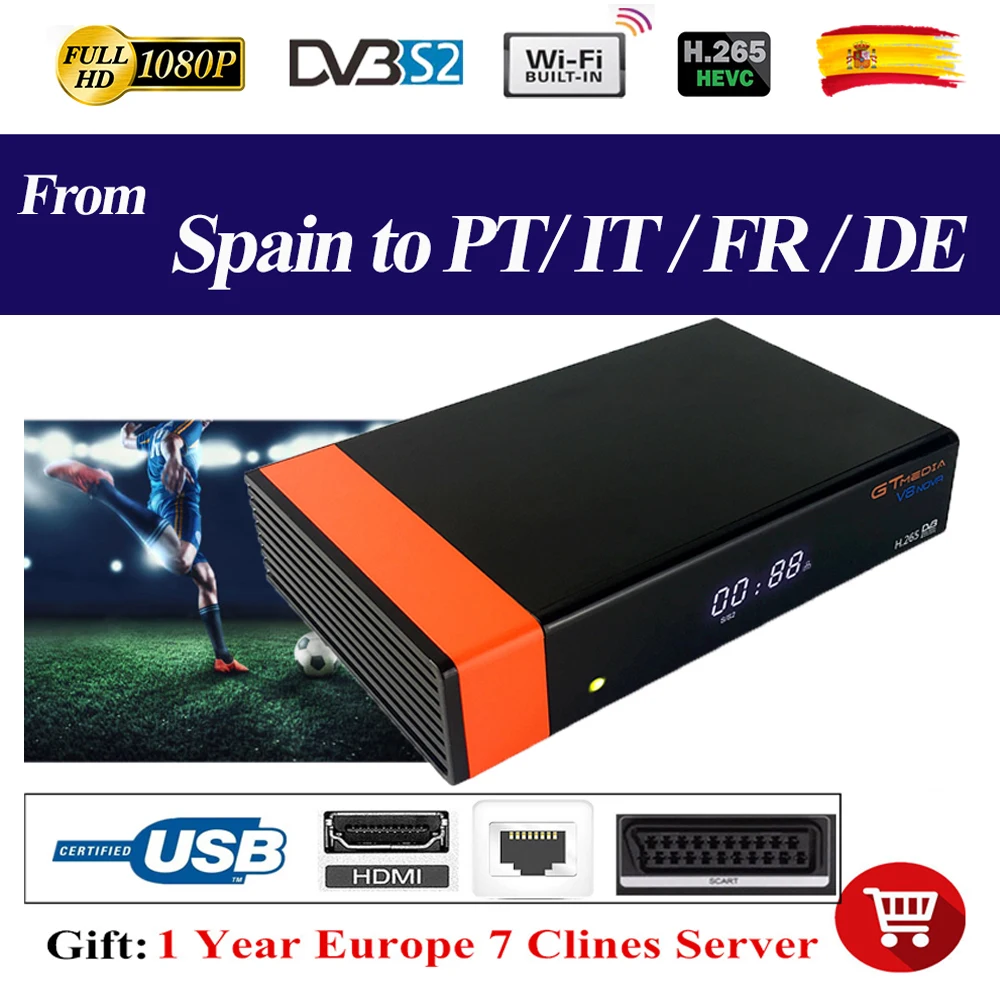 Рецептор Gtmedia V8 Nova Встроенный Wi Fi питание от freesat v8 super DVB S2 Европа cccam Cline для