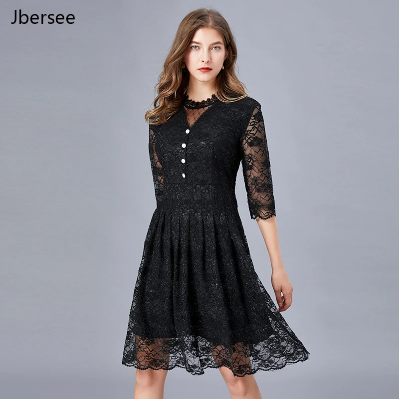 

Jbersee Ladies Summer Evening Sexy Party Dresses Beach Dress Spring Autumn Vintage Casual Lace Dress Plus Size Women Clothes 5XL