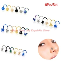 new 6810set girl body jewelry maple leaf stainless steel nose ring studs stainless steel nose piercing punk party jewelry