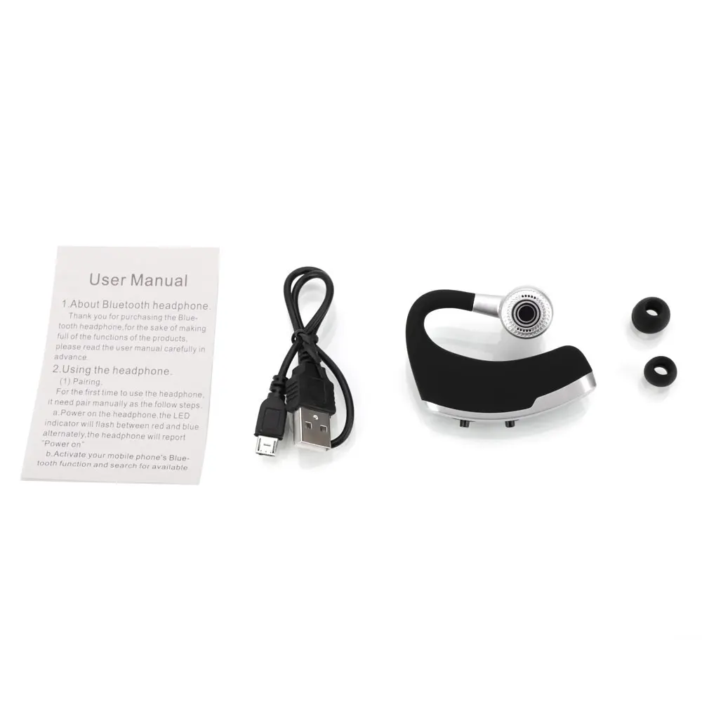 

V9 Stereo Bluetooth Wireless Headset Earphone Voyager Legend Neutral Silver/Black Bluetooth version 4.1