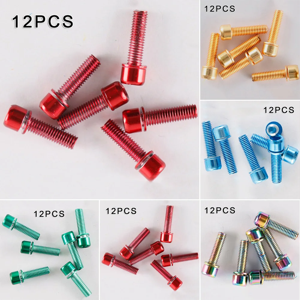 

12pcs/set Bicycle Bike Stem Screw M5 DIY Optional Color Bottle Cage Brake Lever Fixing Screw Steel