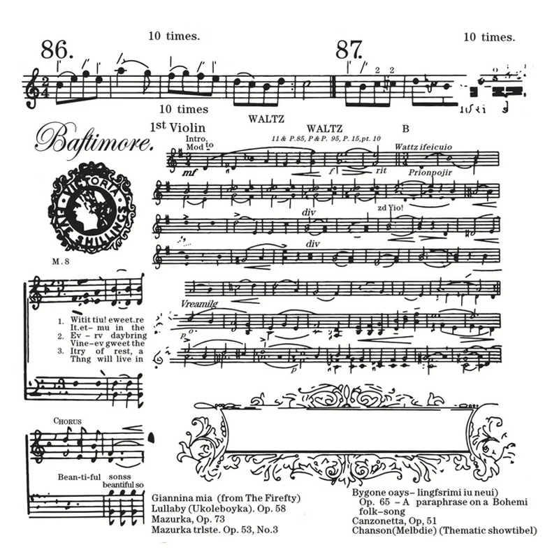 

Vintage Music Note Transparent Clear Stamp Diy Decorative Diary Journal Craft Scrapbooking Rubber Stamps Stationery