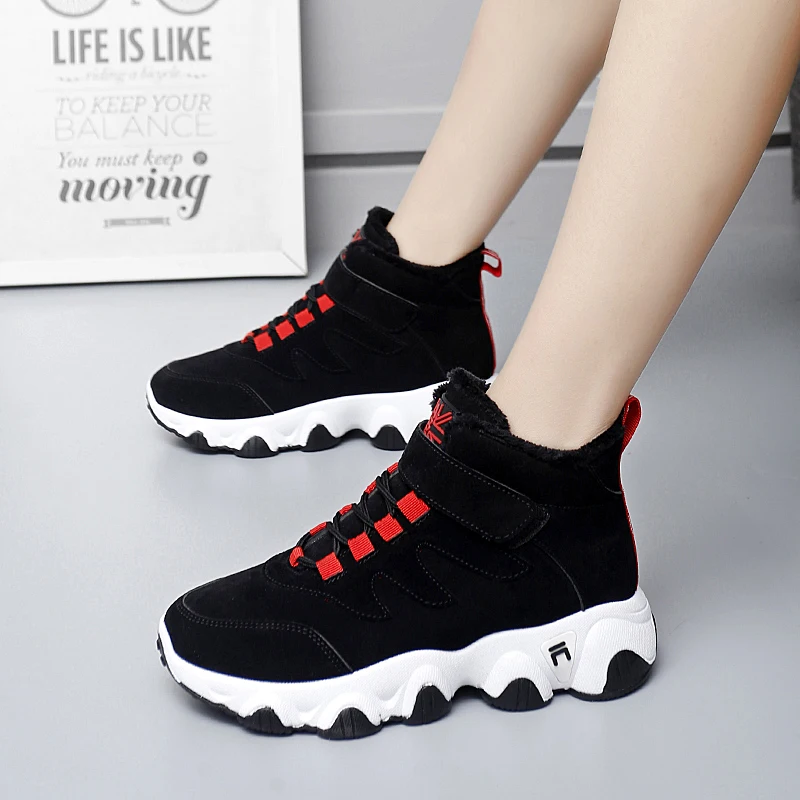 

2022 Women Sneaker Running Shoes Breathable Light Sport Shoes Anti-slip High Top Fur Warm Casual Shoes Chaussures Femme Platform