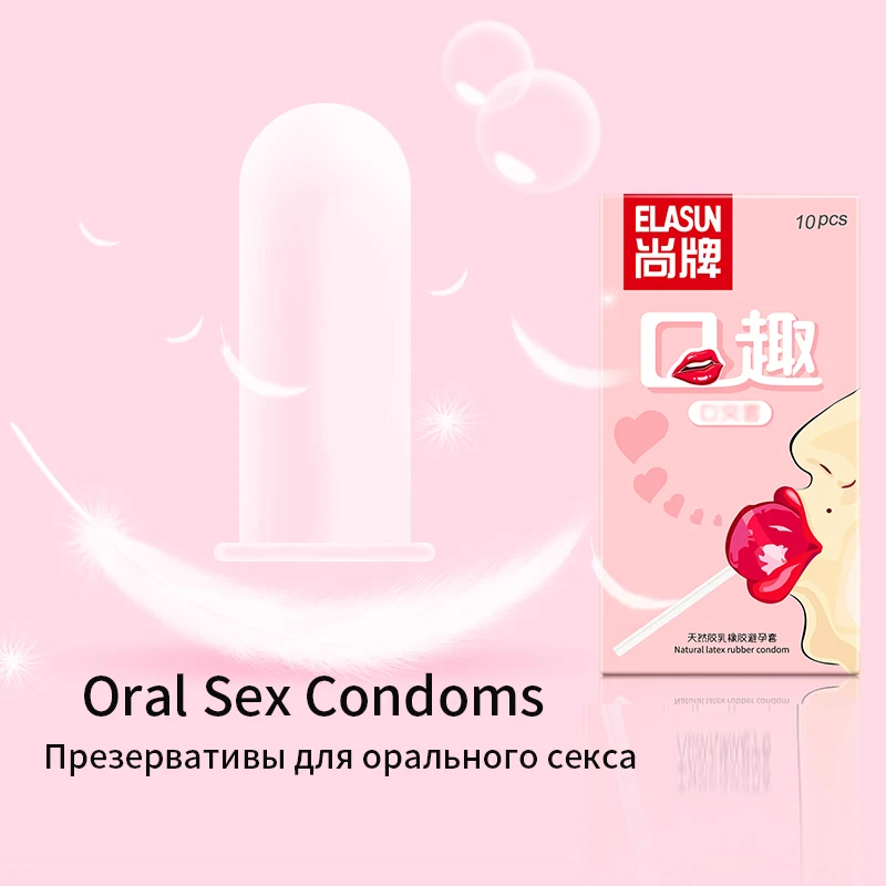 Elasun Blowjob Penis Sleeve 10pcs/box Oral Sex Condoms For Couple with 3pcs Big Dot Condom Free Gift Sex Product