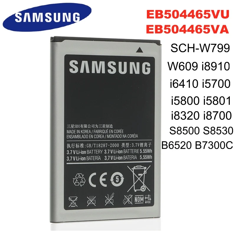 SAMSUNG оригинальный аккумулятор EB504465VU для SCH W799 W609 i8910 / U i6410 i5700 i5800 i5801 i8320 i8700 GT S8500 S8530