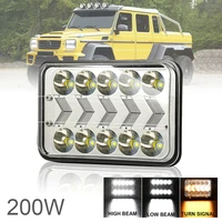 square headlights 5 inch 4x6 200w white amber arrow drl dynamic sequential turn signal for off road vehicle truck bus