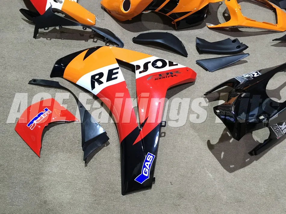 Инжекционного метода литья) ABS Полный комплект обтекателя пригодный для Honda CBR1000RR 08-11 2008 2009 2010 2011 CBR1000 Обтекатели repsol Лидер продаж
