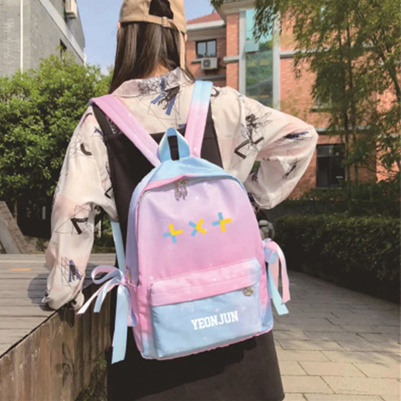 TXT Розовый Синий градиентный рюкзак Tomorrow X Together Concert Support YEONJUN SOOBIN BEOMGYU TAEHYUN