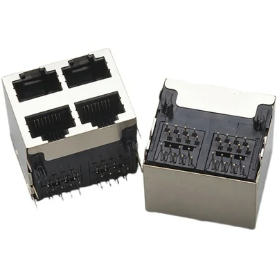 

Сетевая розетка RJ45, гнездо 2*2, два ряда, 4 интерфейса с экранированием