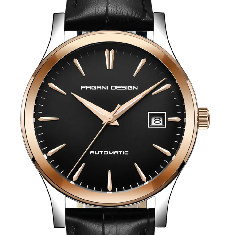 40 мм Pagani Дизайн Черный Золотой Циферблат Указатель автоматический механизм