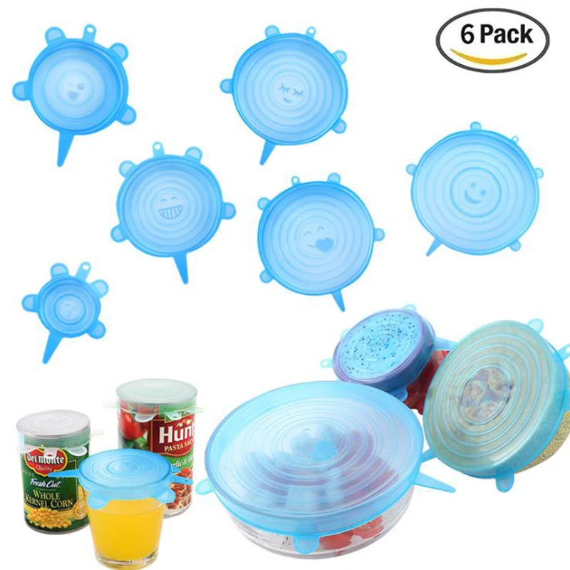 6 шт. силиконовая крышка для сохранения свежести герметичная пленка дыма пищевой