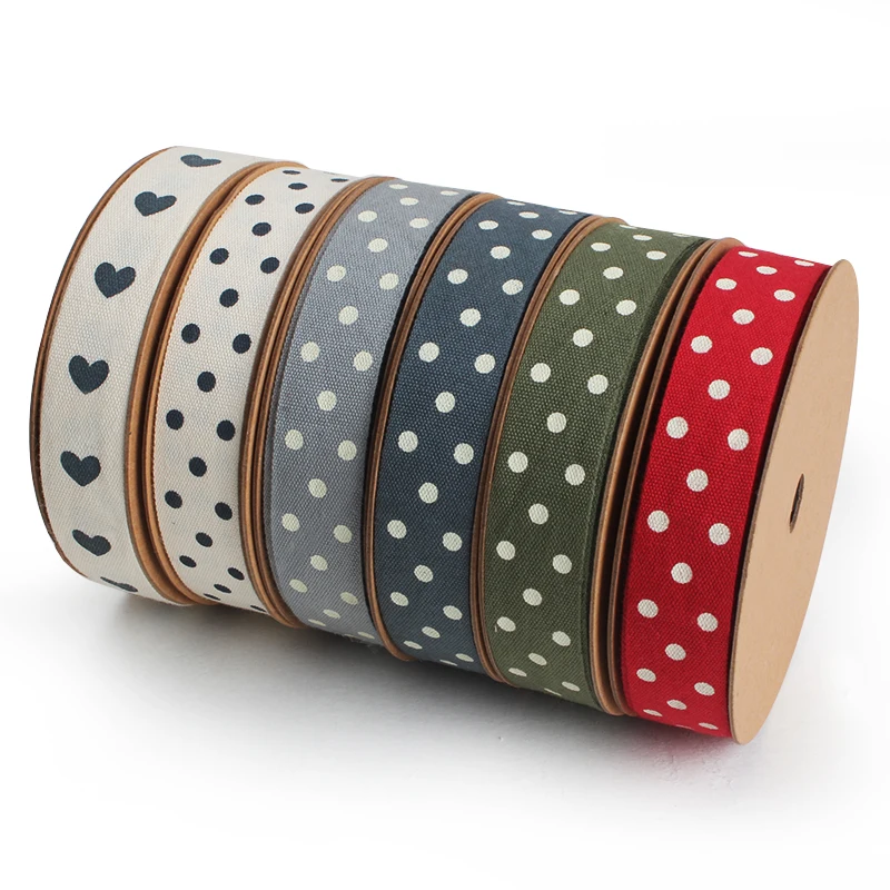 

10 Yards/Roll 16mm 5/8'' Inch Ribbon Printed Dots and Love For Christmas Decoration Gift Wrapping DIY Sewing Handmand Craft