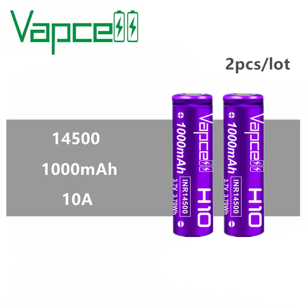 2 шт. Vapcell оригинальная Мини литиевая батарея 3 7 В INR 14500 1000 мАч 10A аккумуляторная