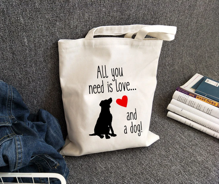 Женская сумка тоут с принтом Love and A Dog|Хозяйственные сумки| |