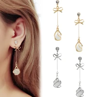 opal natural stone pendant earrings ladies bowknot long tassel dangle earrings party wedding earring jewelry ornaments
