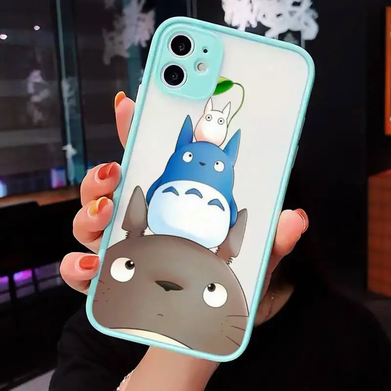 

Cartoon Ghibli Miyazaki Totoro Phone Cases Matte transparent For blue iPhone 12 Mini 11 Pro XR XS Max 7 8 Plus X Back Cover