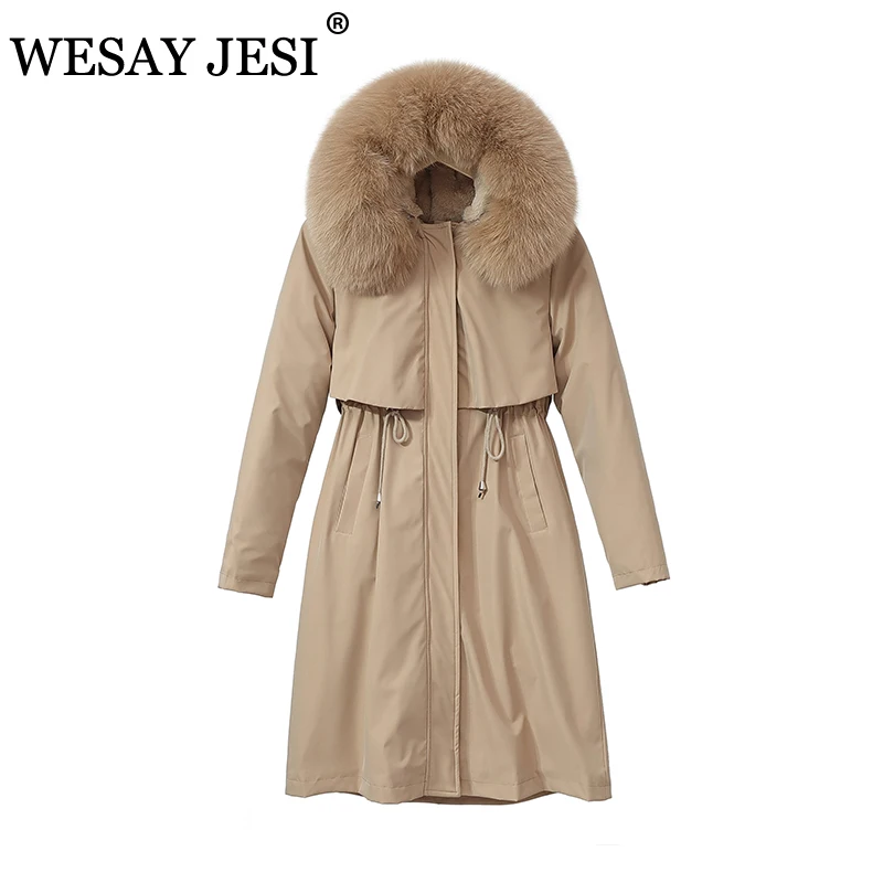 

WESAY JESI Women's Winter Jacket Thick Fleece Hooded Loose Warm Commuter Coat Women Clothes Solid Color Liner Parkas Outwear