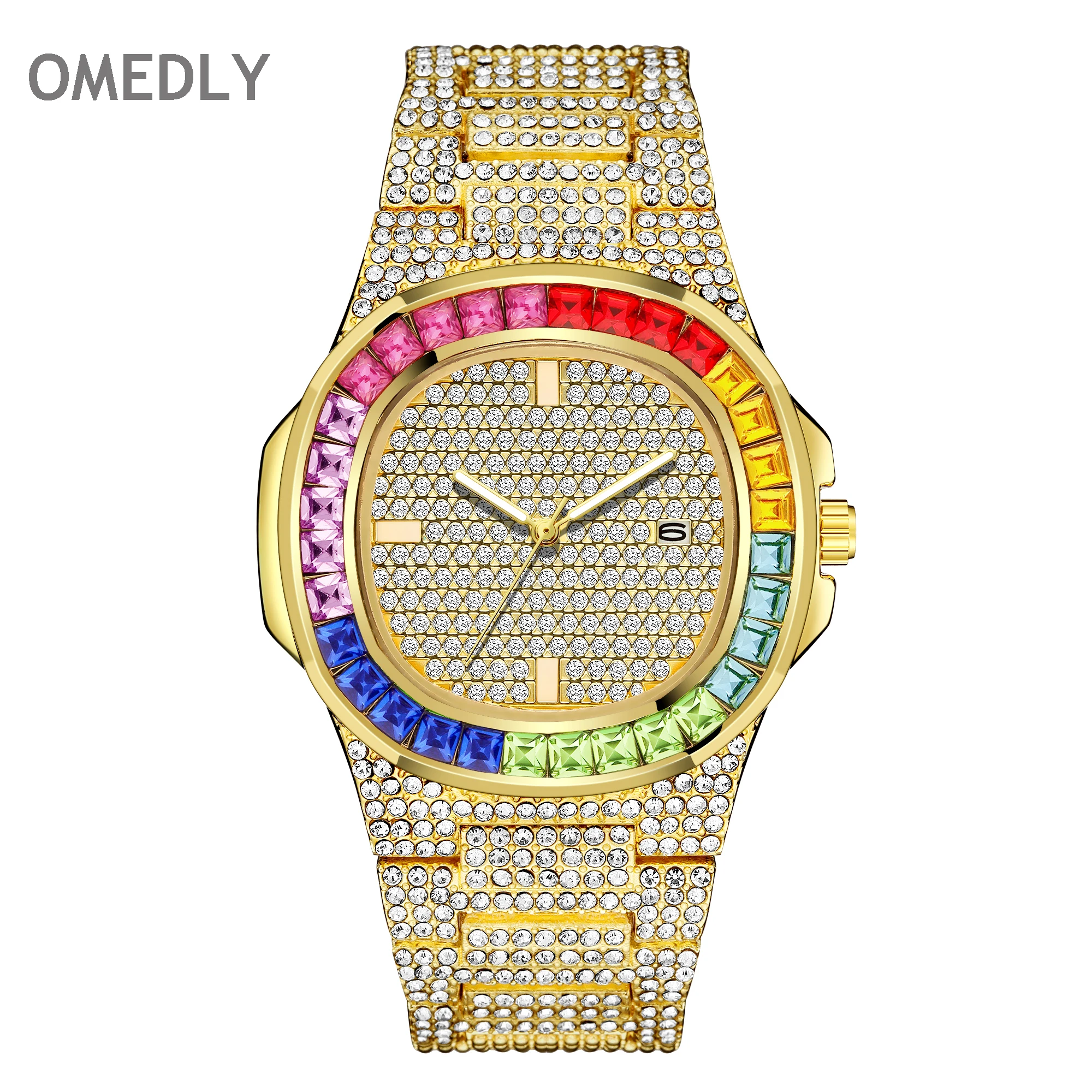 Мужской роскошный бренд часов трендовые мужские часы с календарем розовое