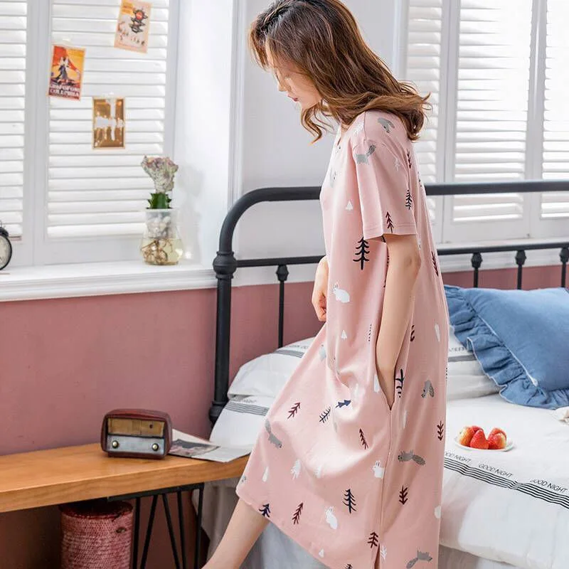 

Kawaii Cute Print Pajamas Womens Animation Cartoon Short Sleeve Ladies Home Clothes Casual Comfortable Sleepwear Robes for Women