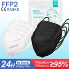 10-200 шт., 5-слойная маска FFP2 для взрослых, из черной ткани KN95, маска FPP2, маска с фильтром KN95 95%, респиратор ffp2mask