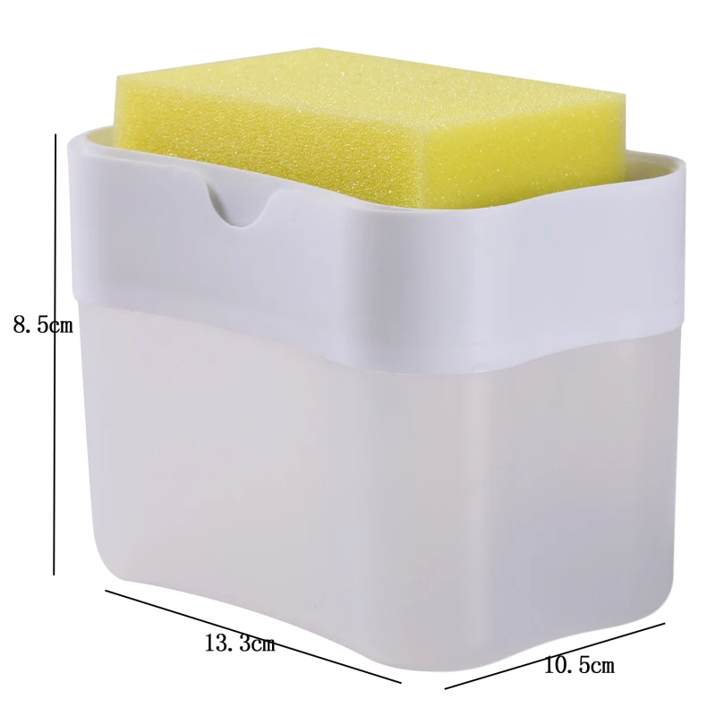 

2 In 1 Scrubbing Liquid Detergent Dispenser Press-type Liquid Soap Box Pump Organizer With Sponge Kitchen Tool Bathroom Supplies