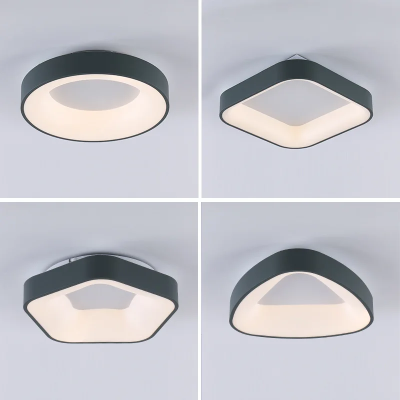 

Nordic Minimalist LED Ceiling Lights for living Room Bedroem with Remote Control Study Office Decoration Gray Geometric Lamp